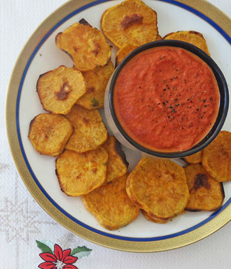 Chips tricolor con salsa casera