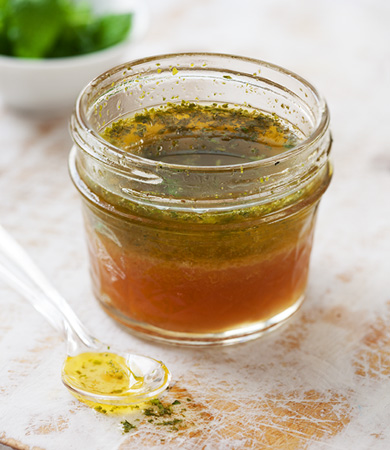 Vinagreta de tarongina i menta amb aigua de mar