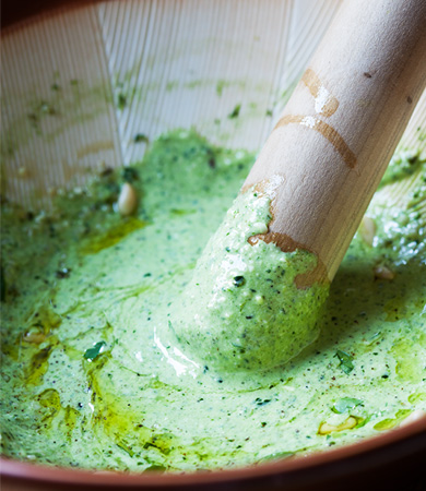 Pesto de fulla verda i cànem