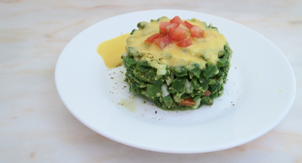 Ensaladilla de judía verde con vinagreta de melocotón