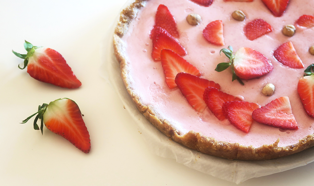 Pastel de agar-agar y fresas