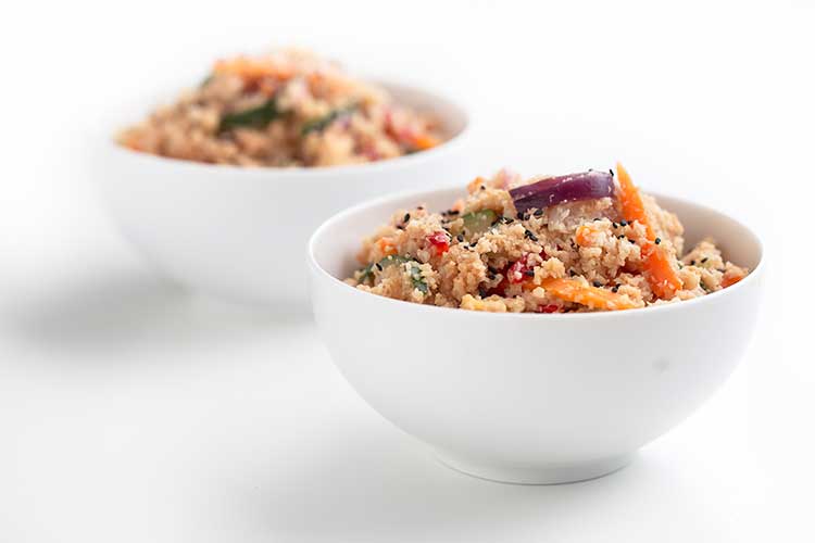 “Arroz” de coliflor con verduras