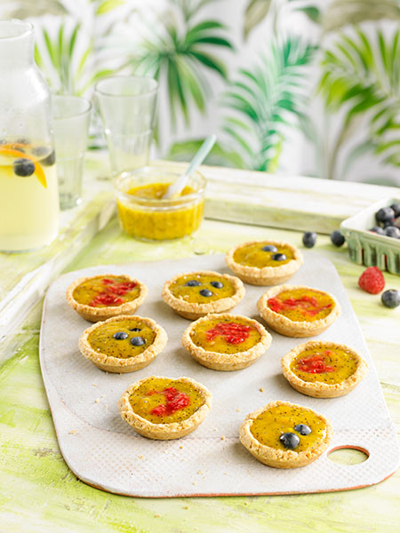 Tartaletas de mango y coco