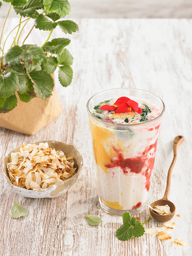 Batido de leche probiótica y fruta
