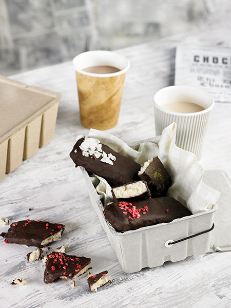 Barritas de coco cubiertas de chocolate