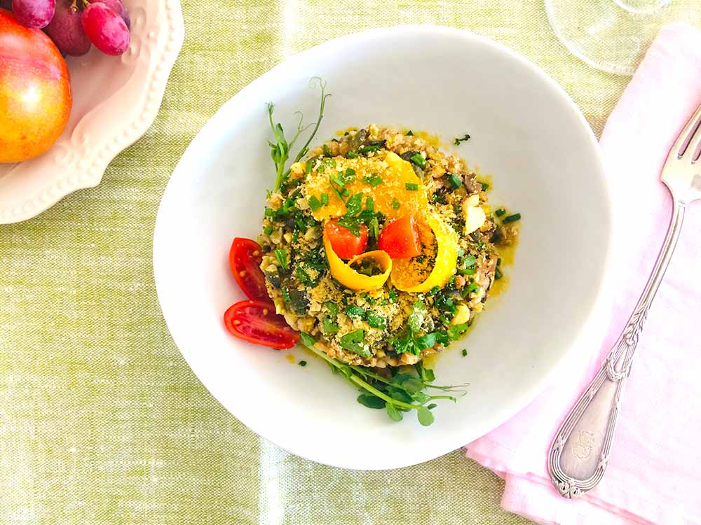 Risotto de fajol amb rovellons, espècies i carbassa