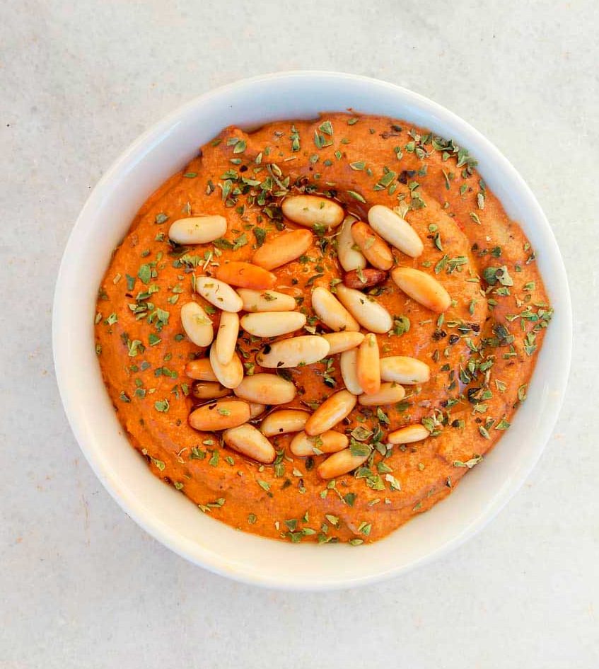 Paté de pebrot vermell escalivat i nous - Muhammara