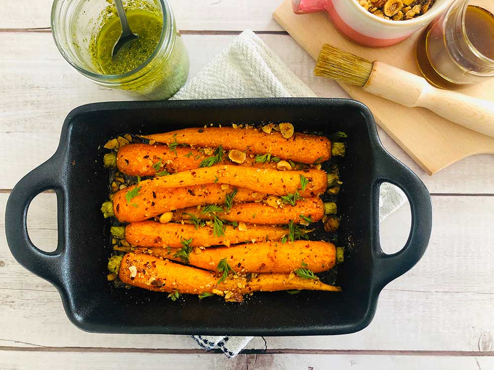 Zanahorias asadas y pesto