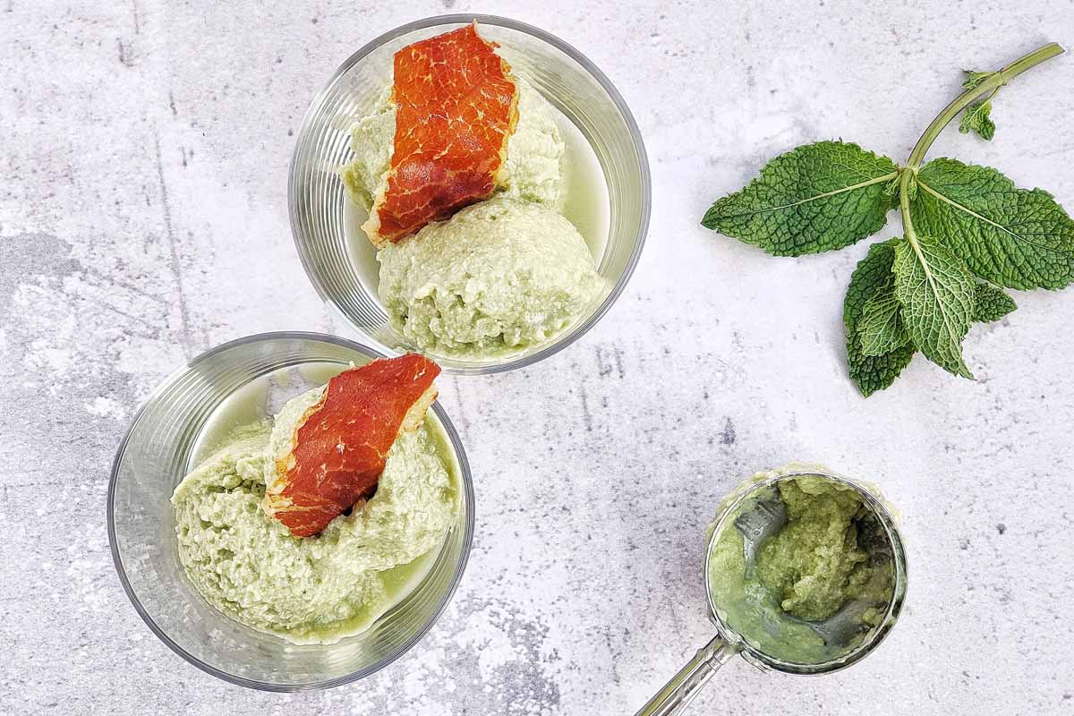 Helado ceto de melón con jamón