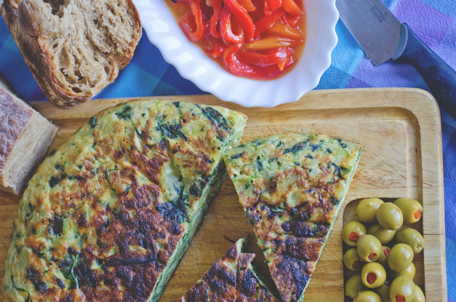 Tortilla de puerros y espinacas