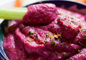 Hummus de cigrons i remolatxa