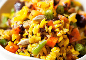 Amanida de basmati amb vinagreta de taronja i alga dulse