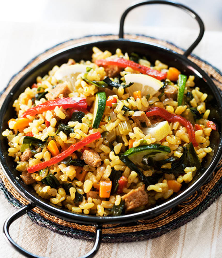 Paella vegetariana a la marinera