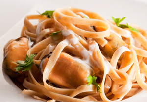 Tallarines amb musclos de "bouchot"