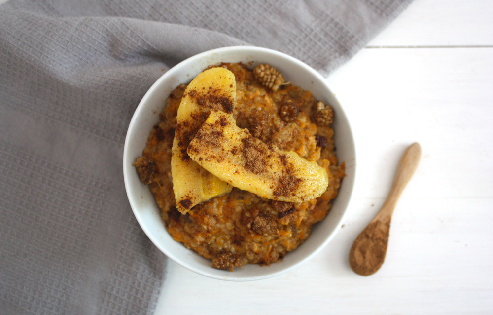 Porridge de avena con plátano salteado