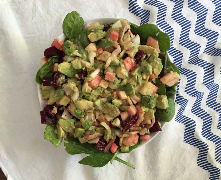 Ensalada de remolacha, hinojo y aguacate