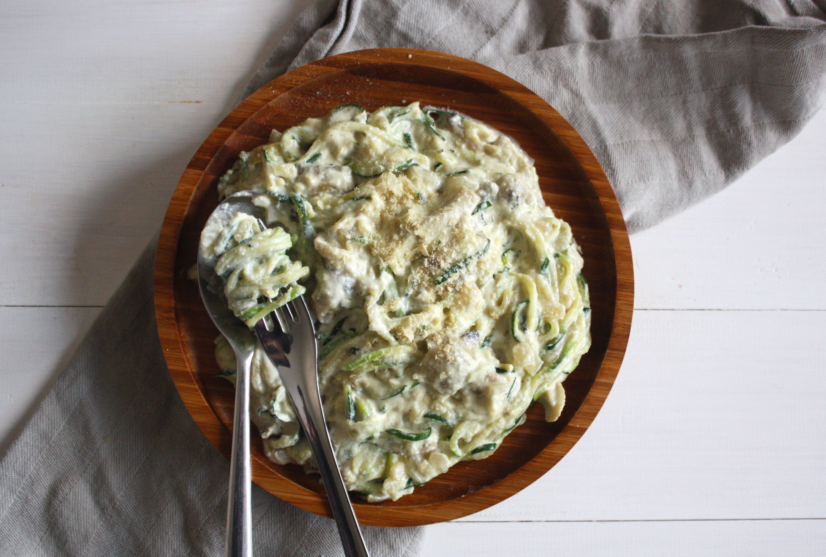 Espaguetis de calabacín a la carbonara