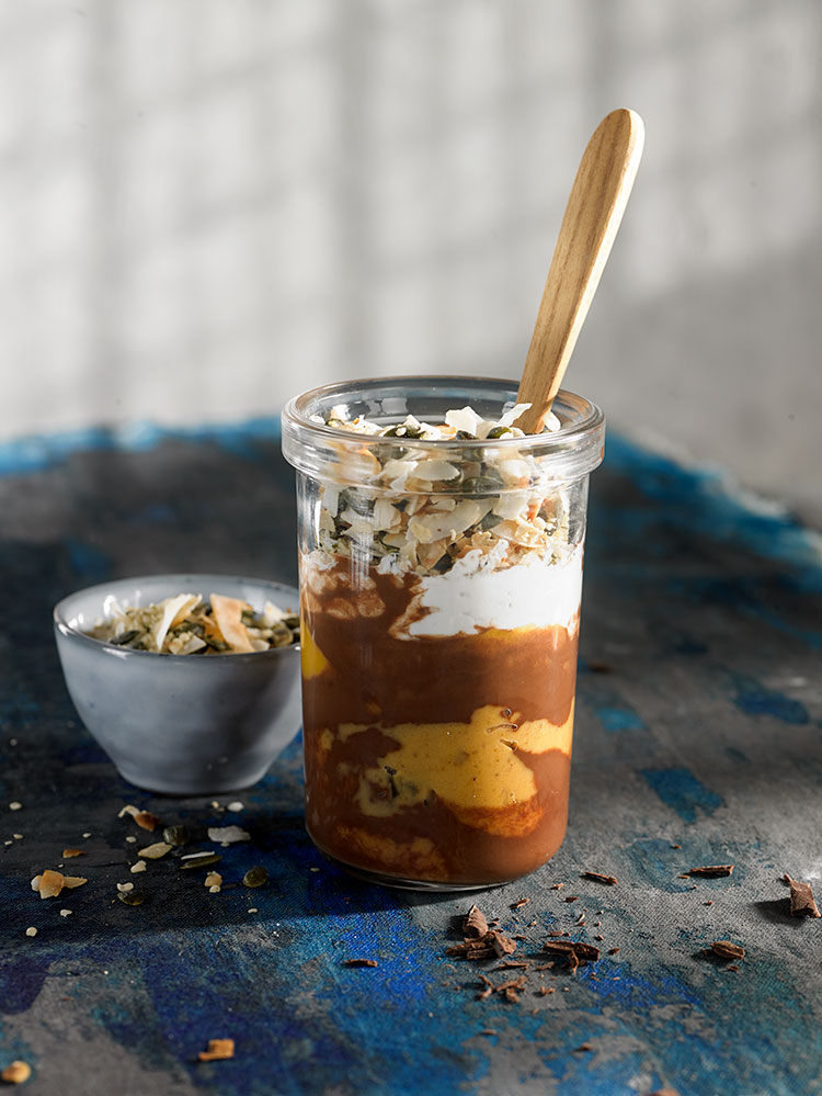 Parfait de calabaza y chocolate