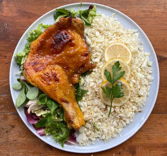 Pollo con miel y mostaza al horno